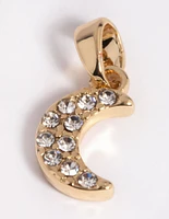 Gold Plated Diamante Moon Charm