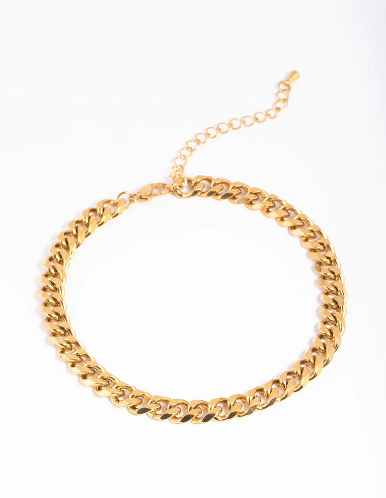 Gold Plated Stainless Steel Curb Chain Anklet