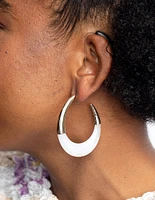 White Swirl Acrylic Hoop Earrings