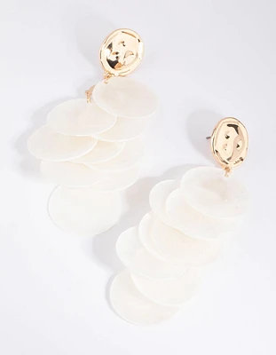 White Cascading Shell Drop Earrings