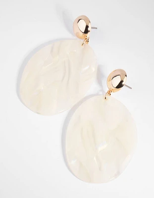 Cream Pearlised Acrylic Drop Earrings