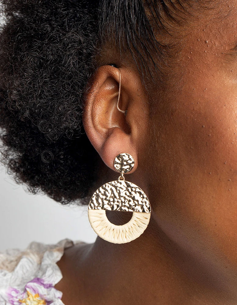 Cream Raffia Drop Earrings