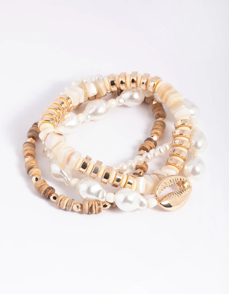 Pearl Stretch Bracelet 4-Pack