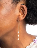 Gold Pearl Thread Through Earrings