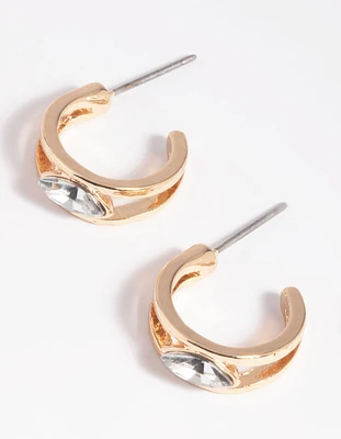 Crystal Jewel Huggie Hoop Earrings