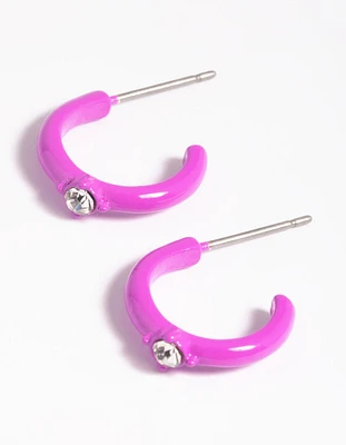 Matte Pink Huggie Hoop Earrings