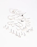 Silver Geometric Stud & Hoop Earring 12-Pack