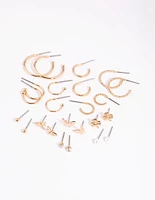 Gold Garden Stud & Hoop Earring 12-Pack