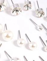 Silver Pearl Stud Earring 12-Pack