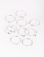 Silver Diamante Ring Stack 8-Pack