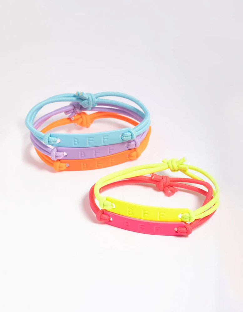 Kids Fluro Best Friend Stretch Bracelets