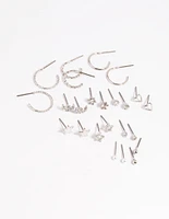 Silver Celestial Heart Stud Earring 12-Pack