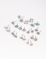 Antique Silver Moon Stud Earring 12-Pack