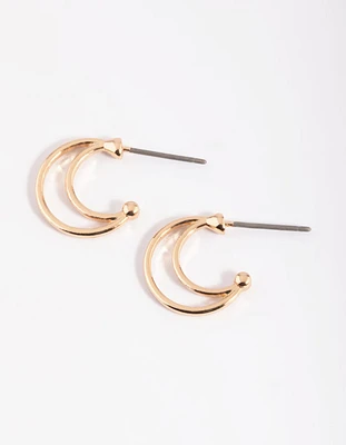 Gold Layered Huggie Hoop Earrings