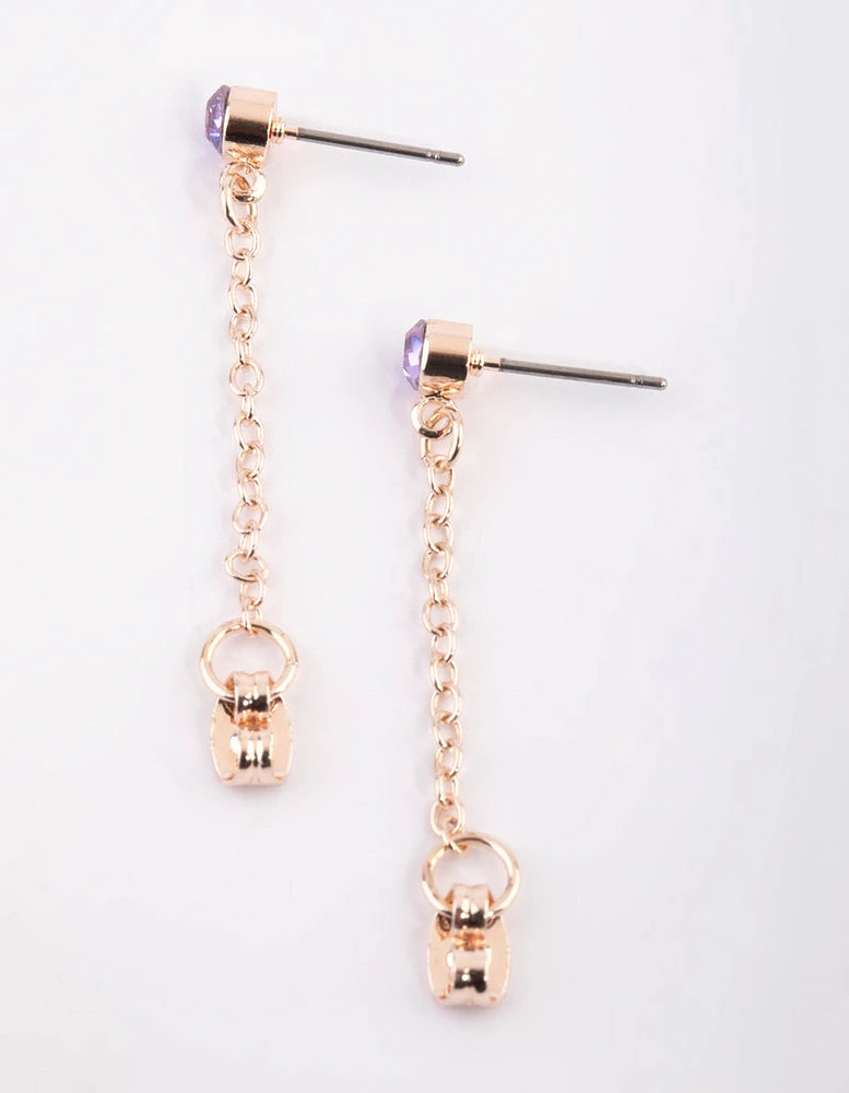 Purple Diamante Jacket Earrings