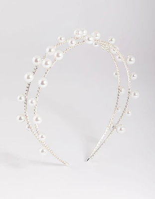 Silver Pearl Headband