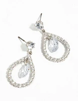 Silver Cubic Zirconia Pear Earrings