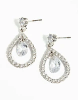 Silver Cubic Zirconia Pear Earrings