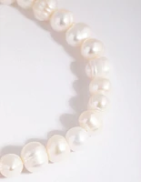 Silver Freshwater Pearl Stretch Bracelet