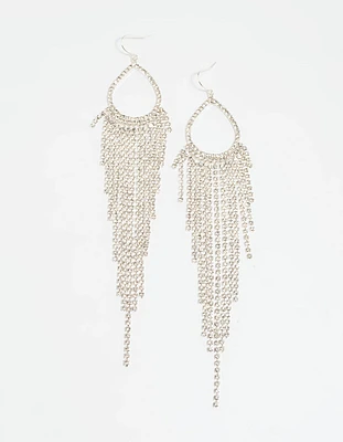 Silver Diamante Fringe Drop Earrings