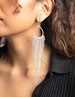 Silver Diamante Fringe Drop Earrings