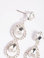 Silver Halo Drop Earrings