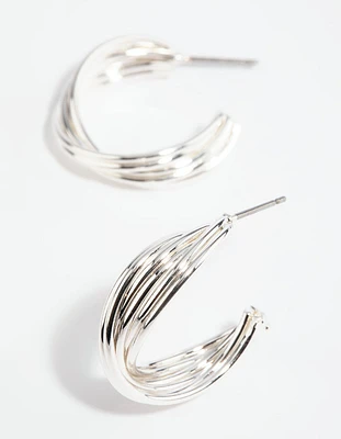 Silver Twisted Hoop Earrings