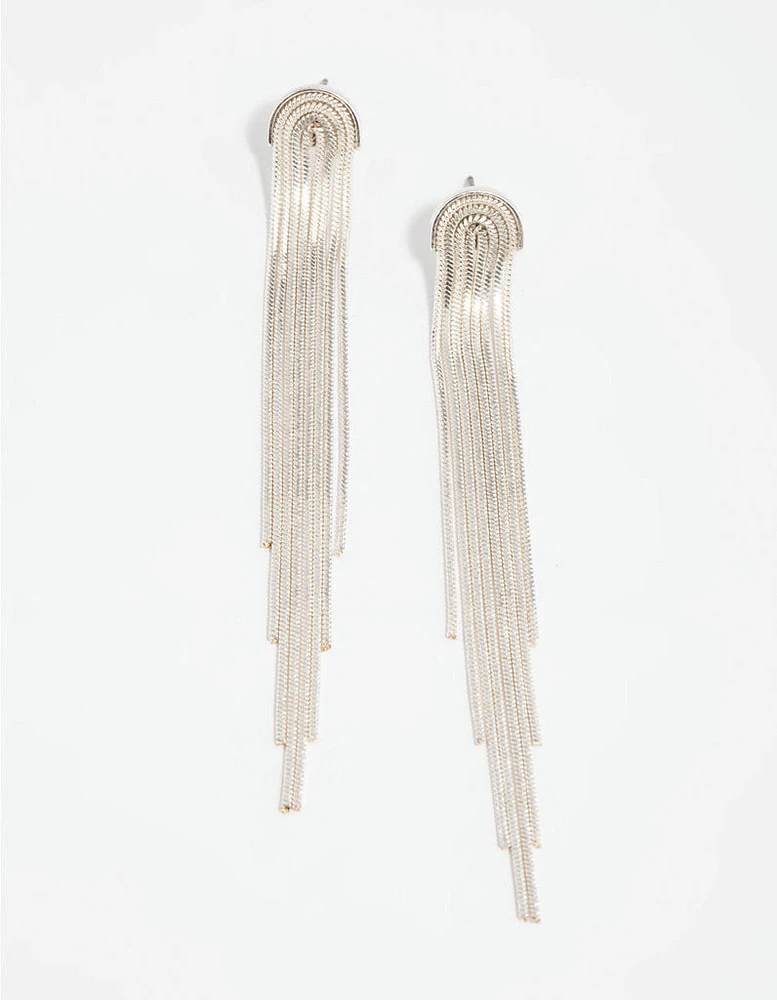 Silver Waterfall Diamante Drop Earrings