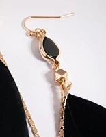 Black Feather Drop Earrings