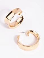 Worn Gold Curved Hoop Earrings