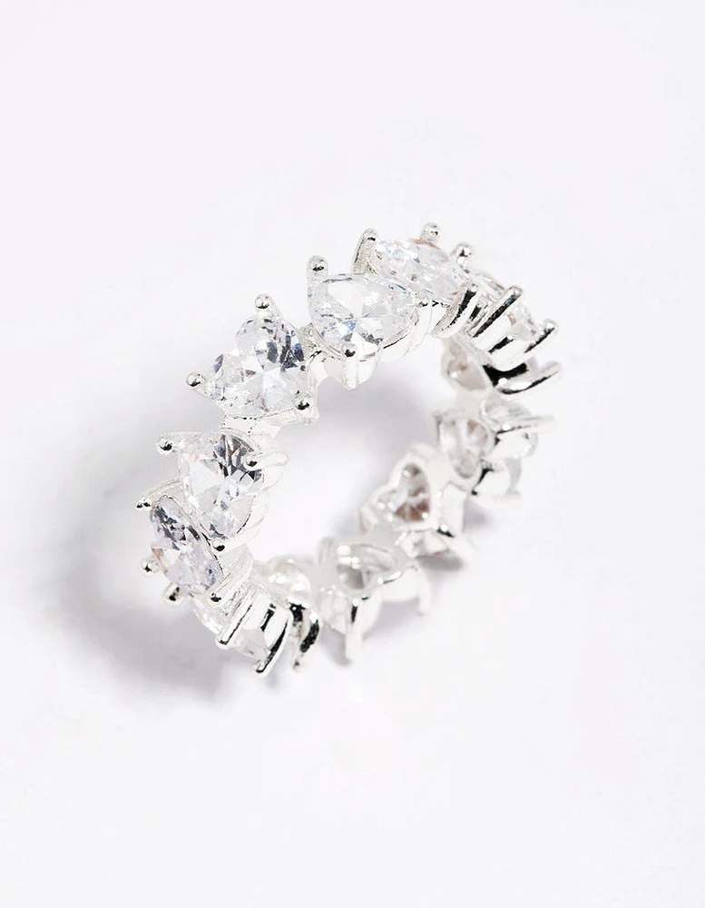 Silver Cubic Zirconia Flower Band Ring