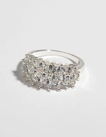 Silver Cubic Zirconia Cluster Ring