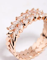 Rose Gold Plated Cubic Zirconia Navette Ring