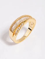 Gold Plated Cubic Zirconia Baguette Ring