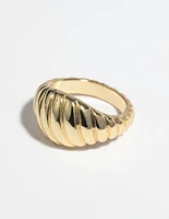 Gold RIbbed Ring