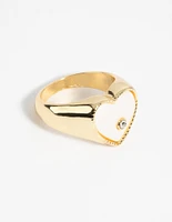 Mother of Pearl Heart Signet Ring