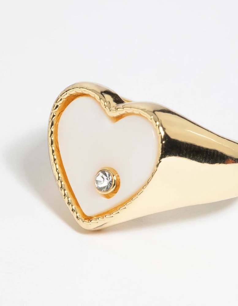 Mother of Pearl Heart Signet Ring