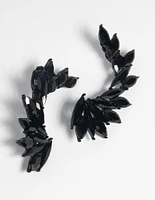 Matte Black Marquise Cuff Earrings