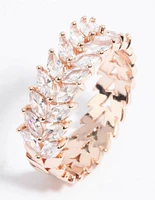 Rose Gold Plated Cubic Zirconia Navette Ring
