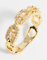 Gold Plated Cubic Zirconia Chain Ring