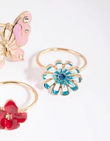 Gold Butterfly & Flower Ring