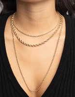 Gold Twisted Chain Layered Necklace