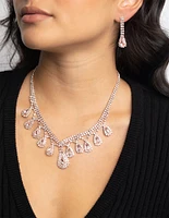 Rose Gold Teardrop Diamante Necklace & Earrings Set