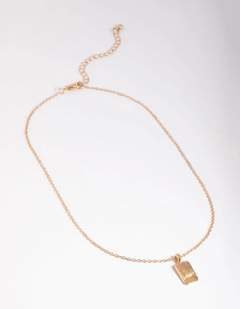 Gold Textured Pendant Necklace