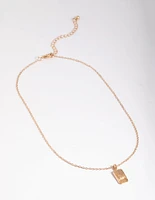 Gold Textured Pendant Necklace
