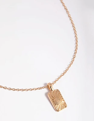 Gold Textured Pendant Necklace