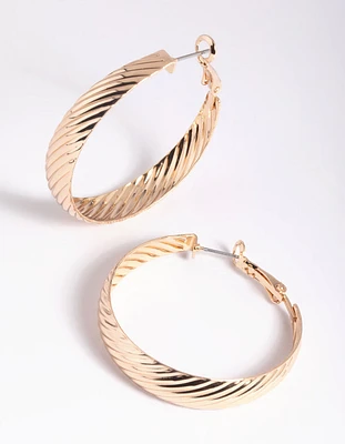 Gold Textured Hoop Earrings