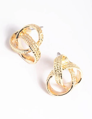 Gold Knot Stud Earrings