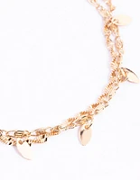 Gold Twisted Leaves Anklet Set