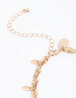 Gold Twisted Leaves Anklet Set